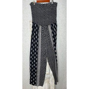 Jumpsuit Romper Strapless Wide Leg Goa Beachwear | Black & White Boho